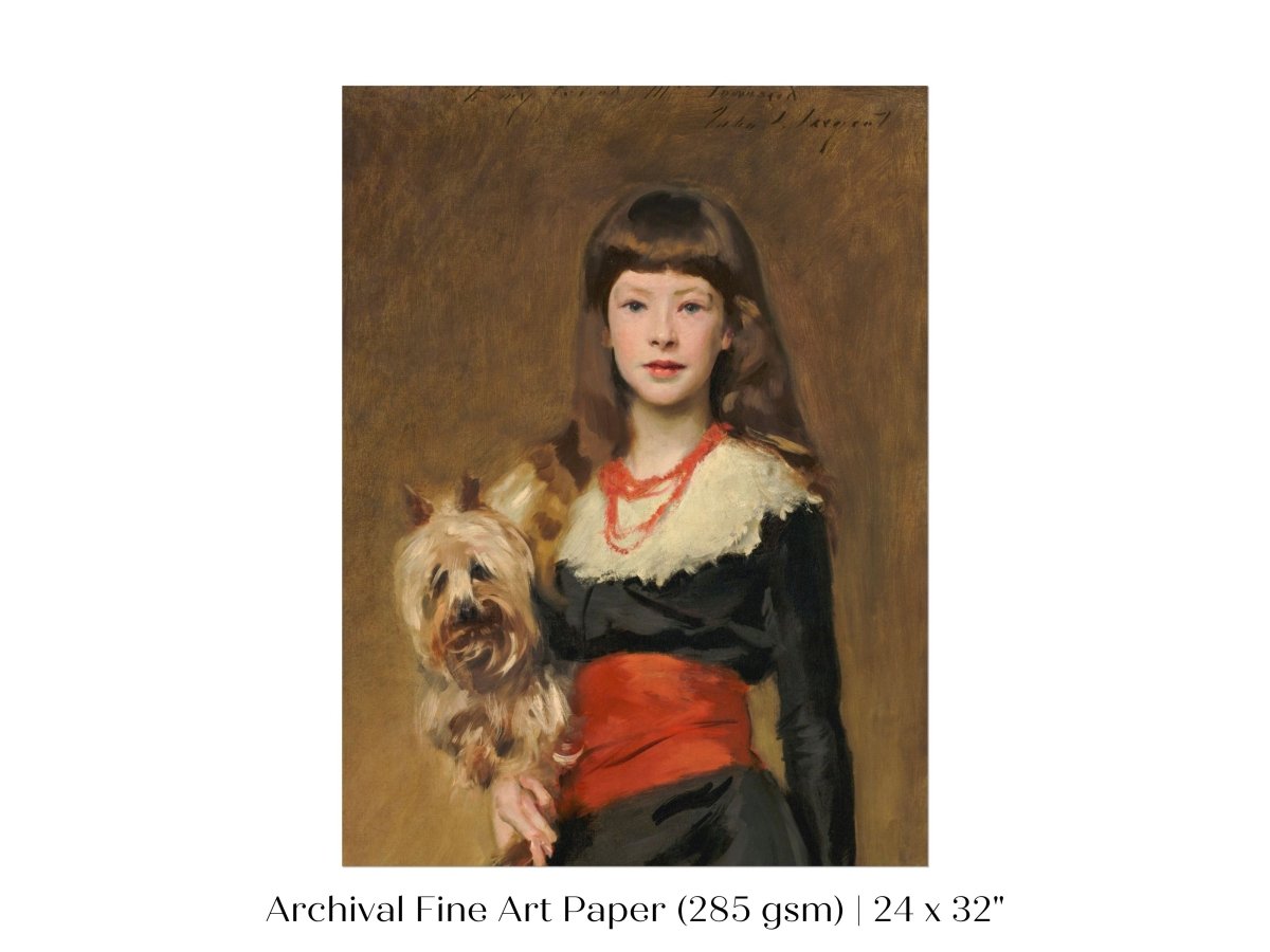 Young Lady with Yorkshire Terrier | P127 - Single Art Prints - Piccolo Fiore Prints
