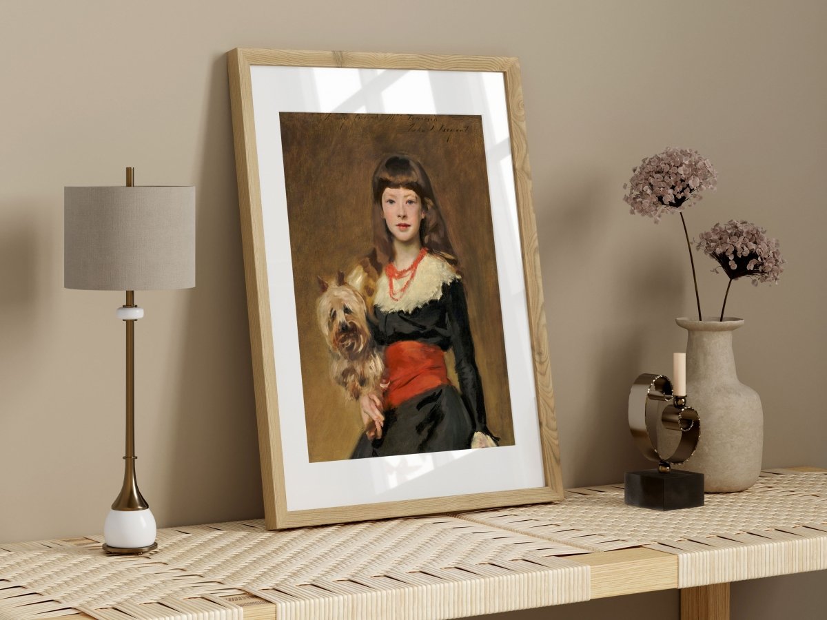 Young Lady with Yorkshire Terrier | P127 - Single Art Prints - Piccolo Fiore Prints