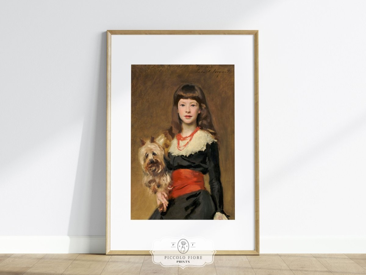 Young Lady with Yorkshire Terrier | P127 - Single Art Prints - Piccolo Fiore Prints