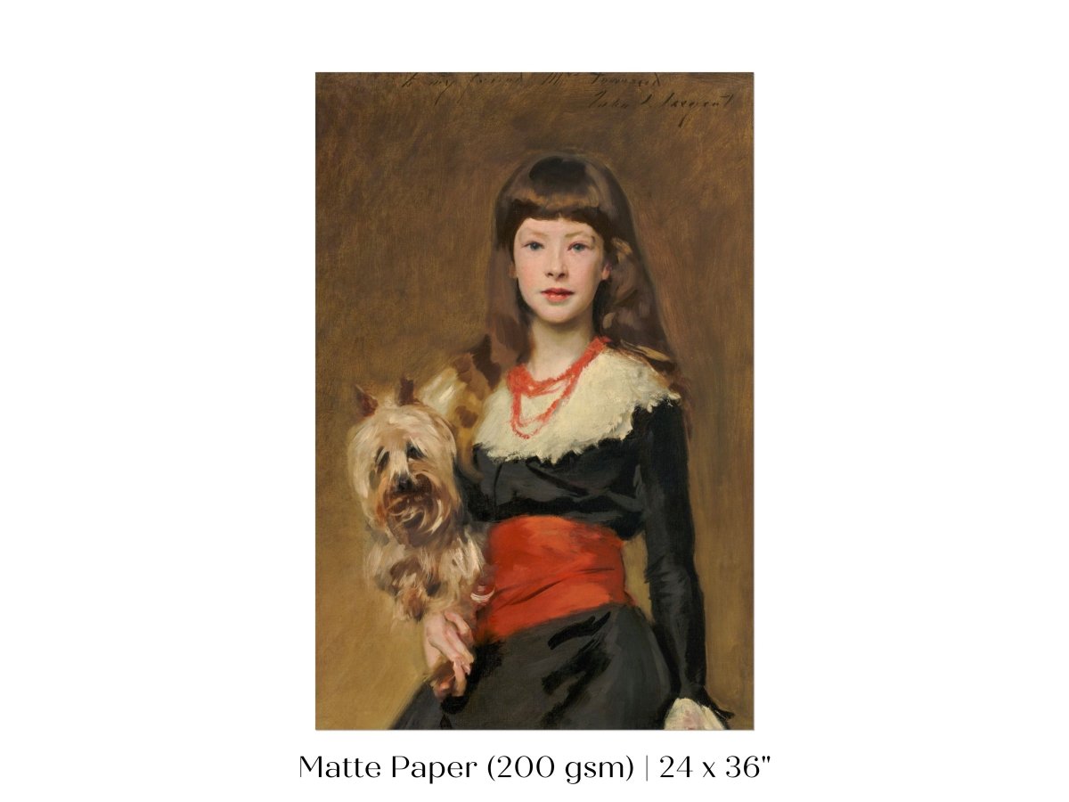Young Lady with Yorkshire Terrier | P127 - Single Art Prints - Piccolo Fiore Prints