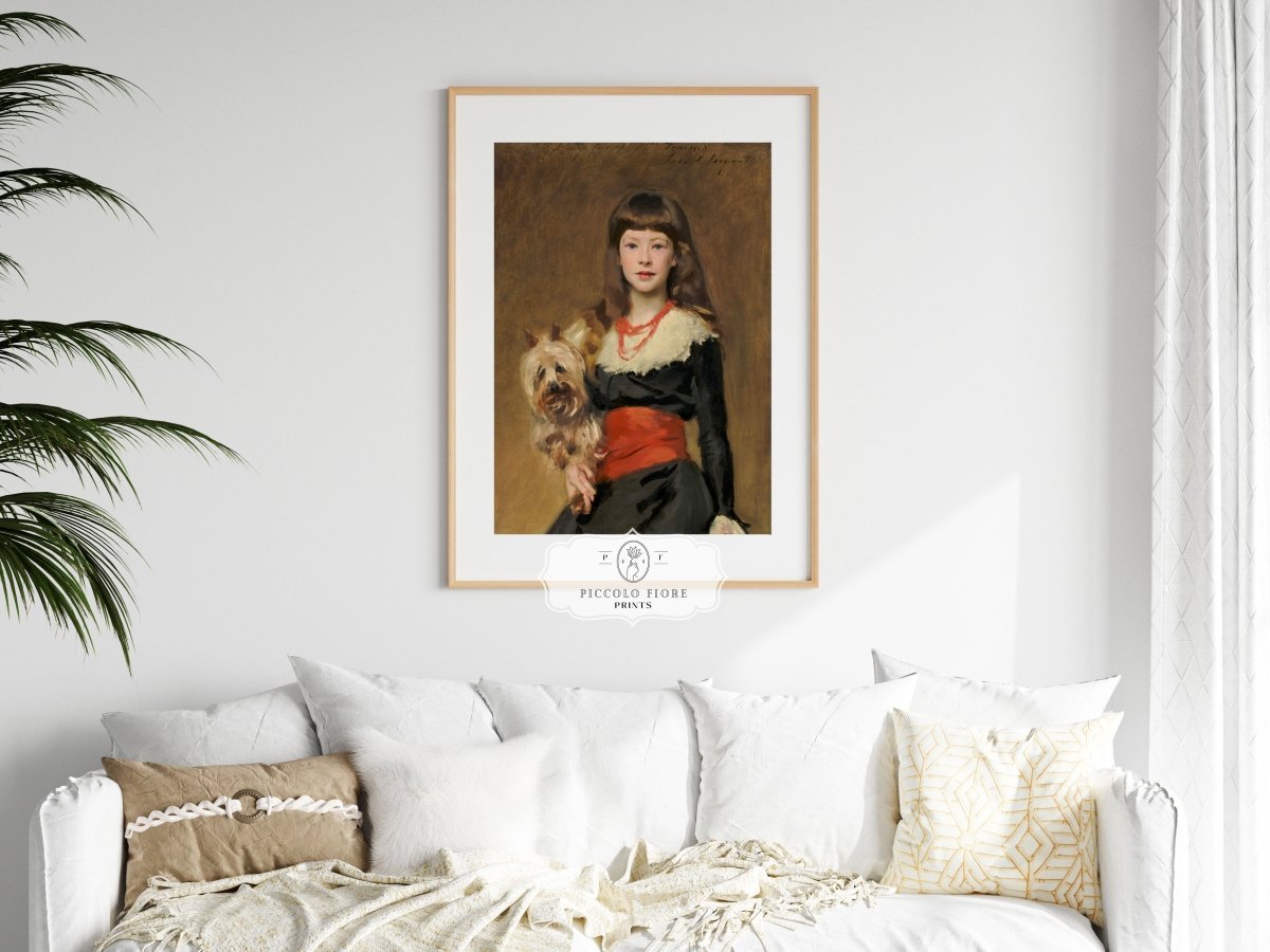 Young Lady with Yorkshire Terrier | P127 - Single Art Prints - Piccolo Fiore Prints