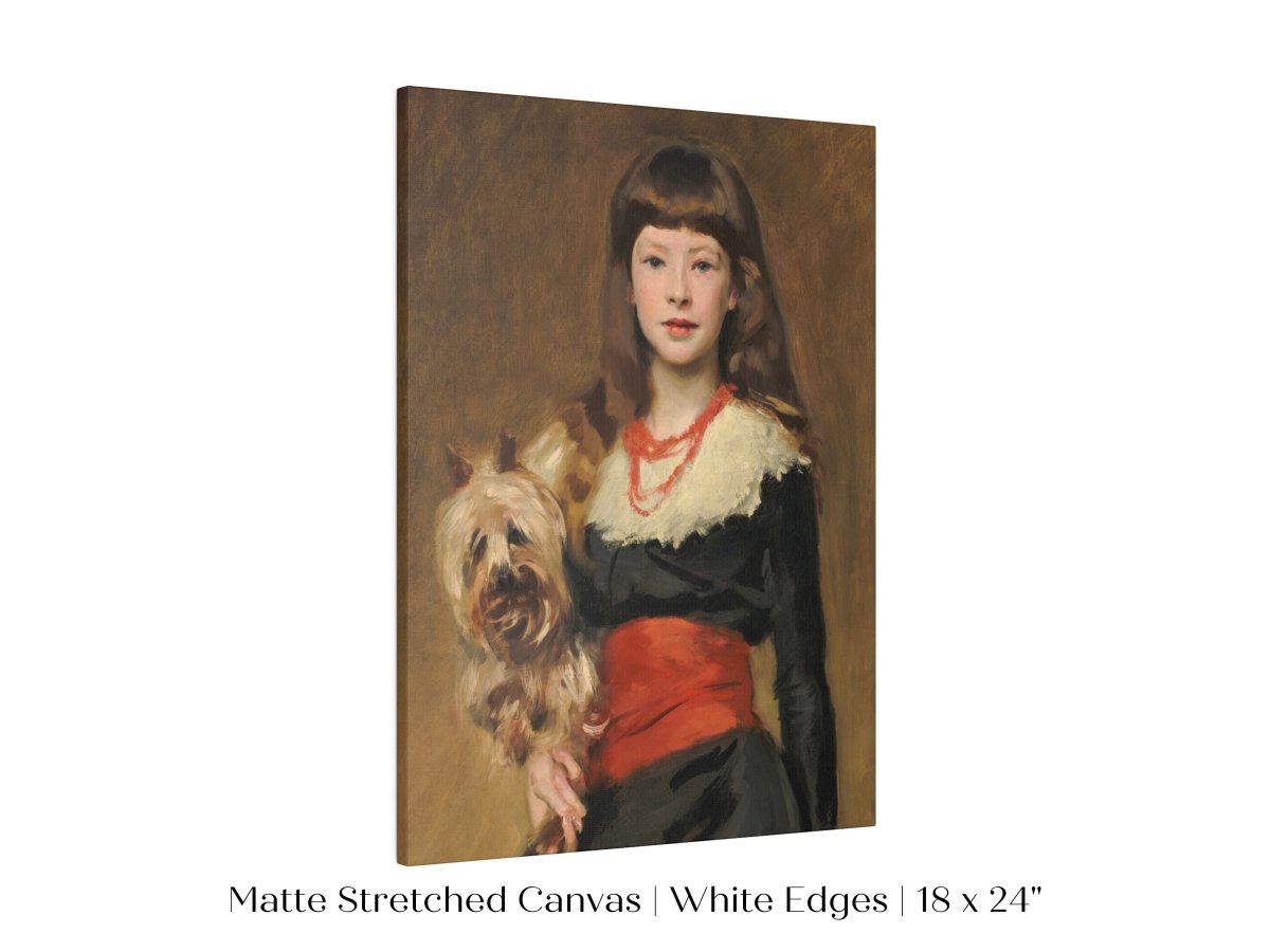 Young Lady with Yorkshire Terrier | P127 - Single Art Prints - Piccolo Fiore Prints