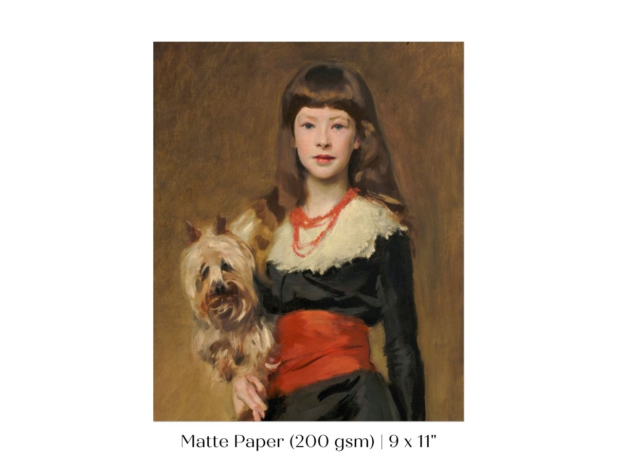 Young Lady with Yorkshire Terrier | P127 - Single Art Prints - Piccolo Fiore Prints