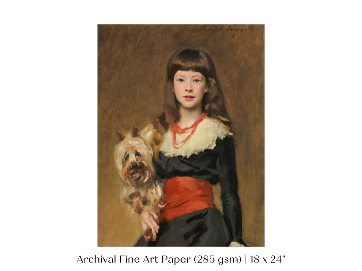 Young Lady with Yorkshire Terrier | P127 - Single Art Prints - Piccolo Fiore Prints