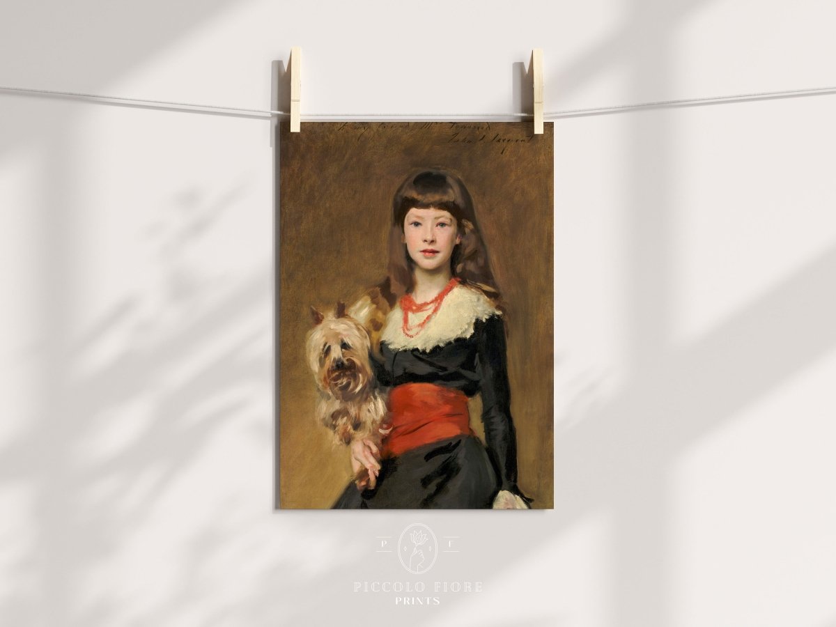 Young Lady with Yorkshire Terrier | P127 - Single Art Prints - Piccolo Fiore Prints