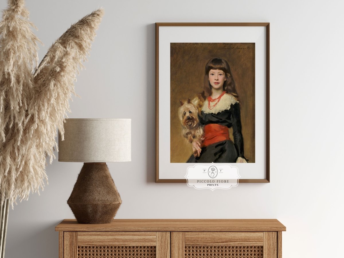 Young Lady with Yorkshire Terrier | P127 - Single Art Prints - Piccolo Fiore Prints
