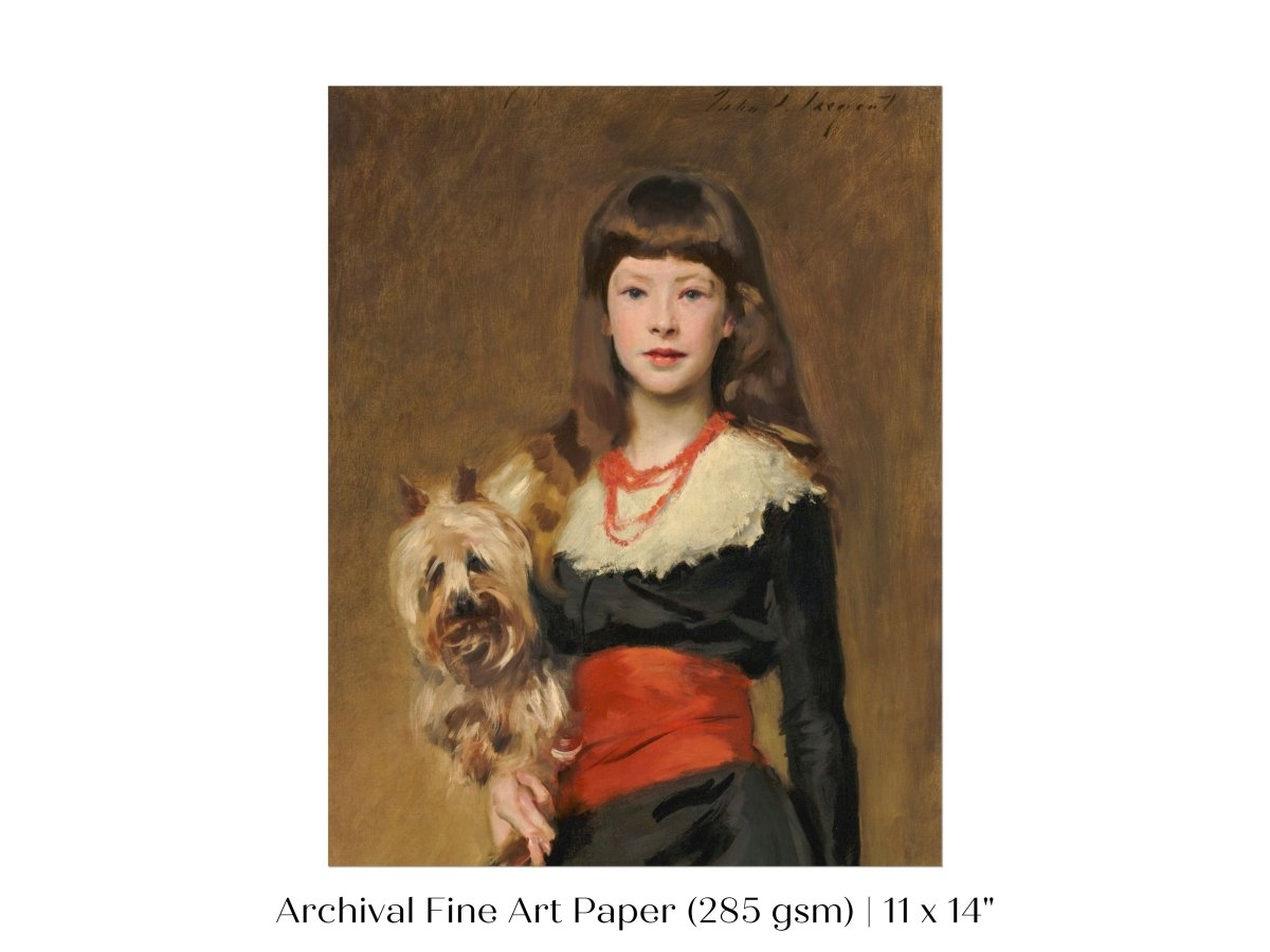 Young Lady with Yorkshire Terrier | P127 - Single Art Prints - Piccolo Fiore Prints