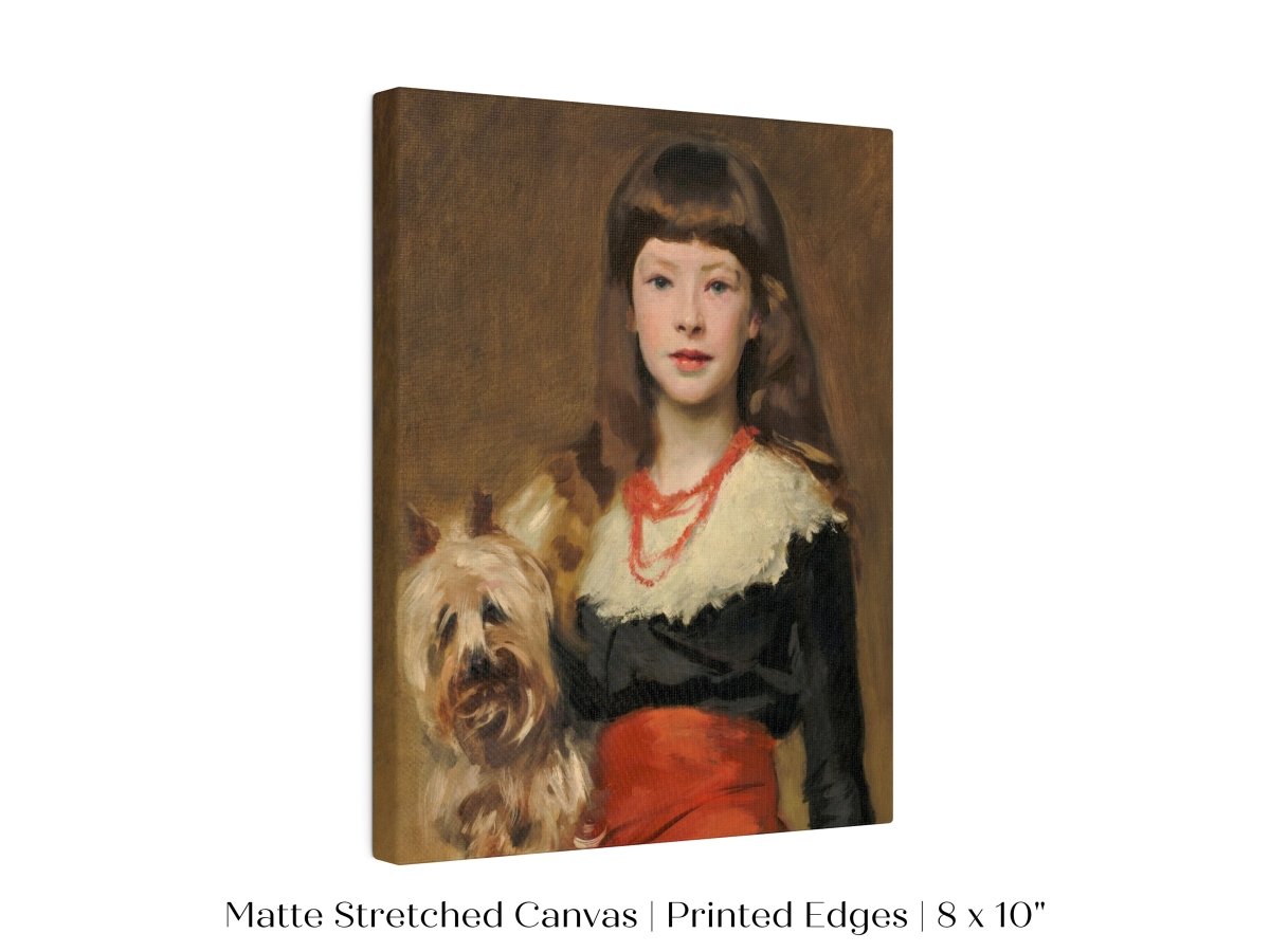 Young Lady with Yorkshire Terrier | P127 - Single Art Prints - Piccolo Fiore Prints