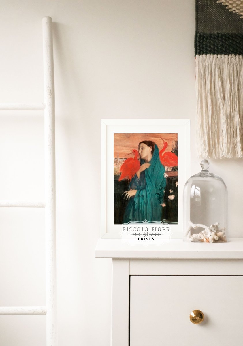 Young Woman with Ibis | P309 - Single Art Prints - Piccolo Fiore Prints
