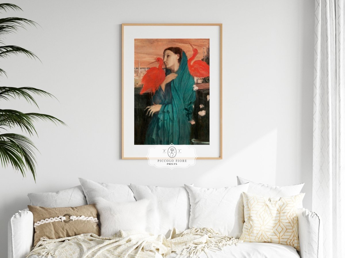 Young Woman with Ibis | P309 - Single Art Prints - Piccolo Fiore Prints