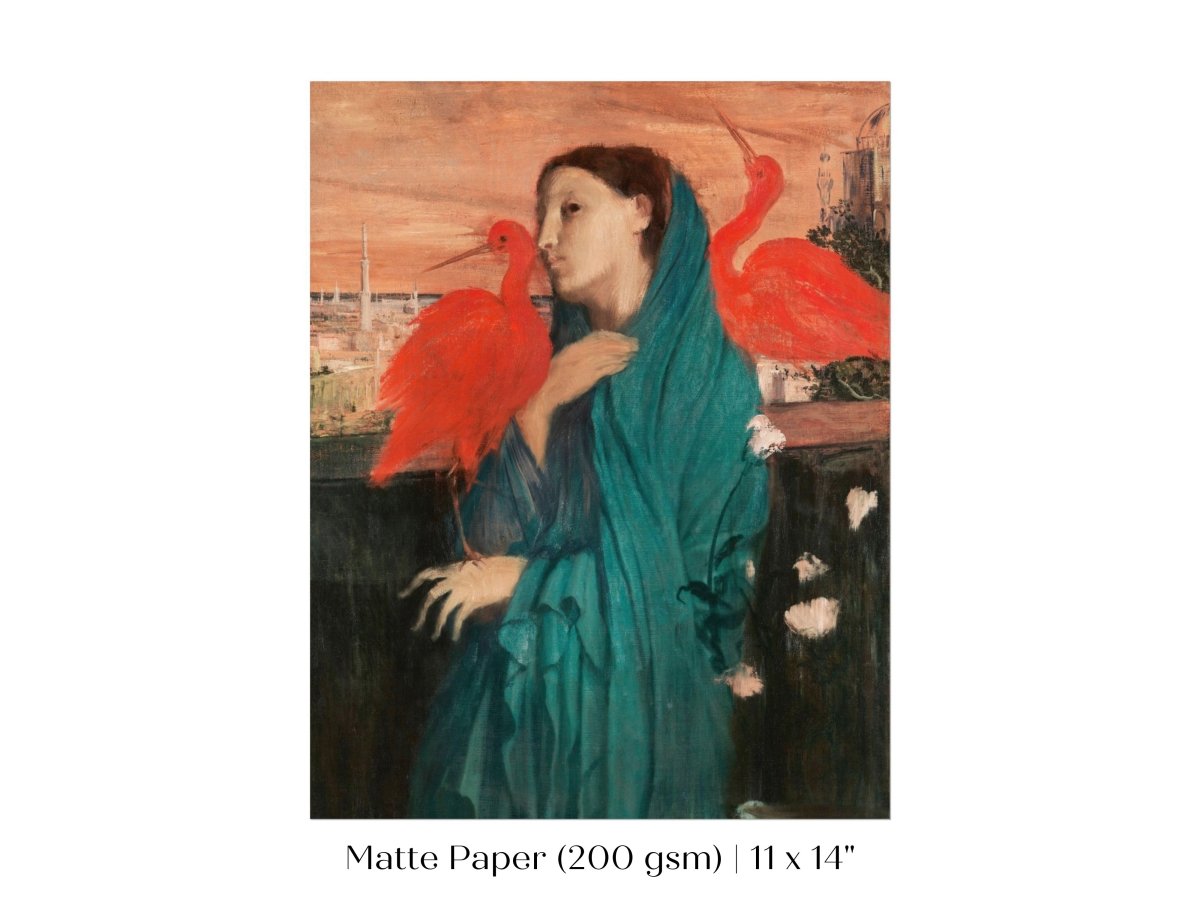 Young Woman with Ibis | P309 - Single Art Prints - Piccolo Fiore Prints