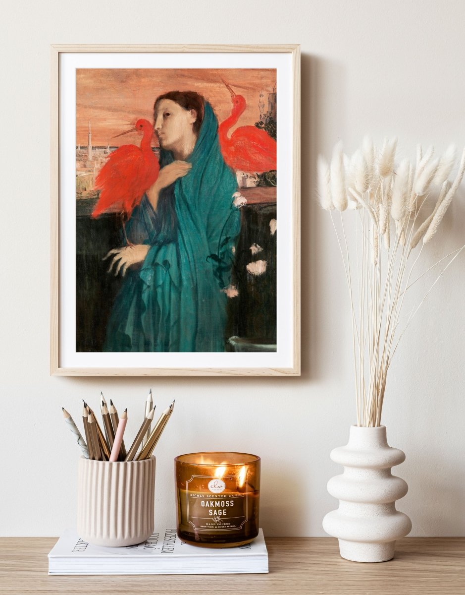 Young Woman with Ibis | P309 - Single Art Prints - Piccolo Fiore Prints