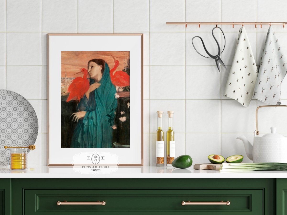 Young Woman with Ibis | P309 - Single Art Prints - Piccolo Fiore Prints