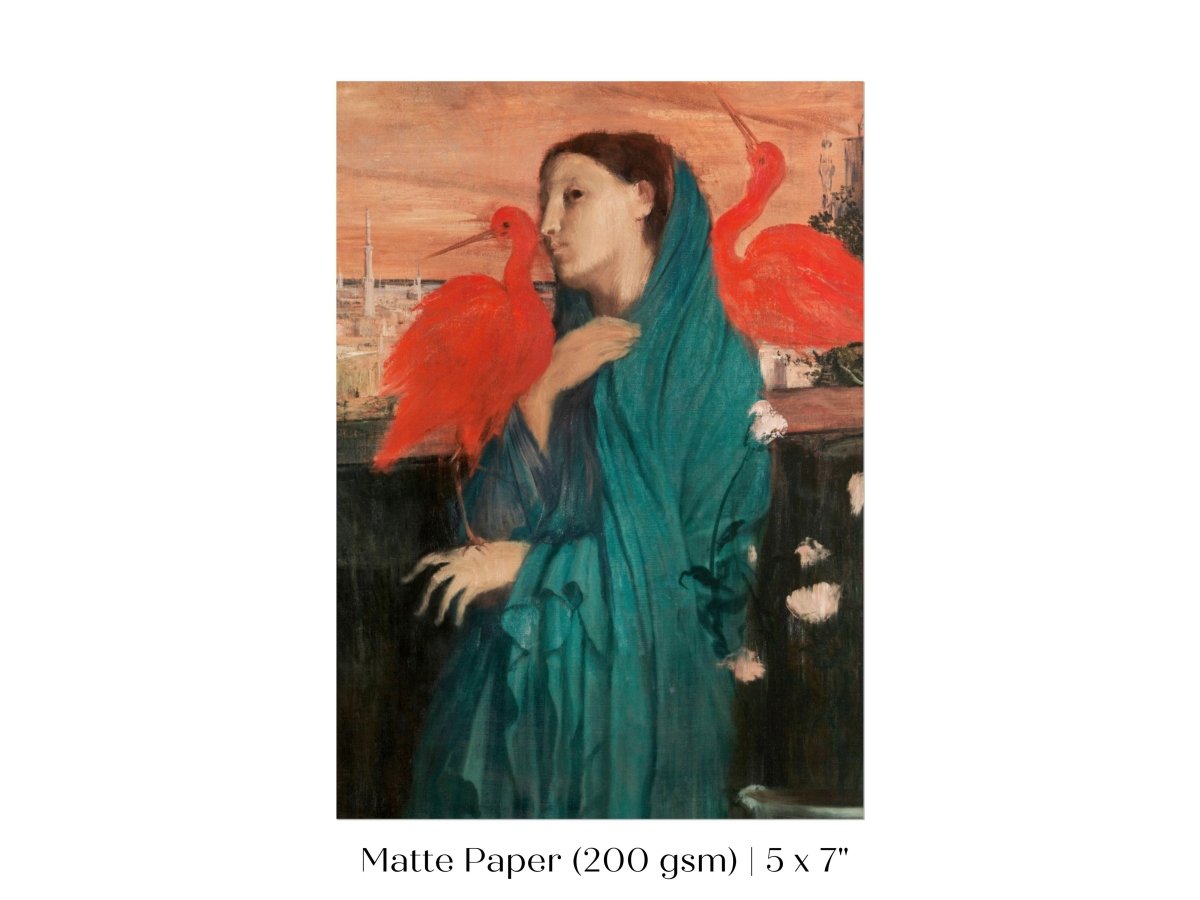 Young Woman with Ibis | P309 - Single Art Prints - Piccolo Fiore Prints