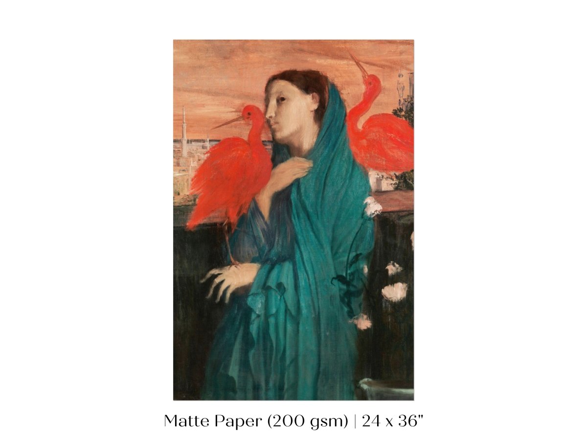 Young Woman with Ibis | P309 - Single Art Prints - Piccolo Fiore Prints