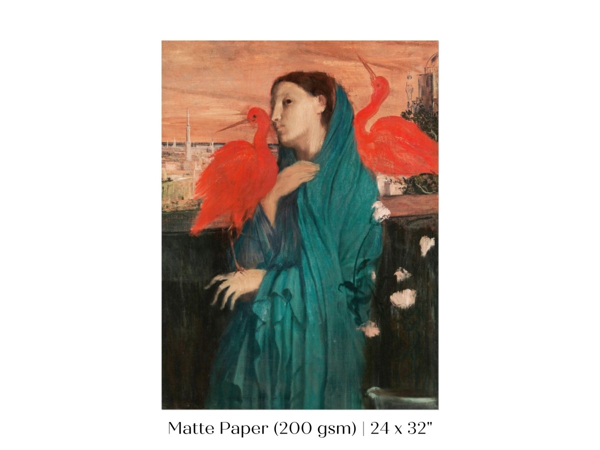 Young Woman with Ibis | P309 - Single Art Prints - Piccolo Fiore Prints