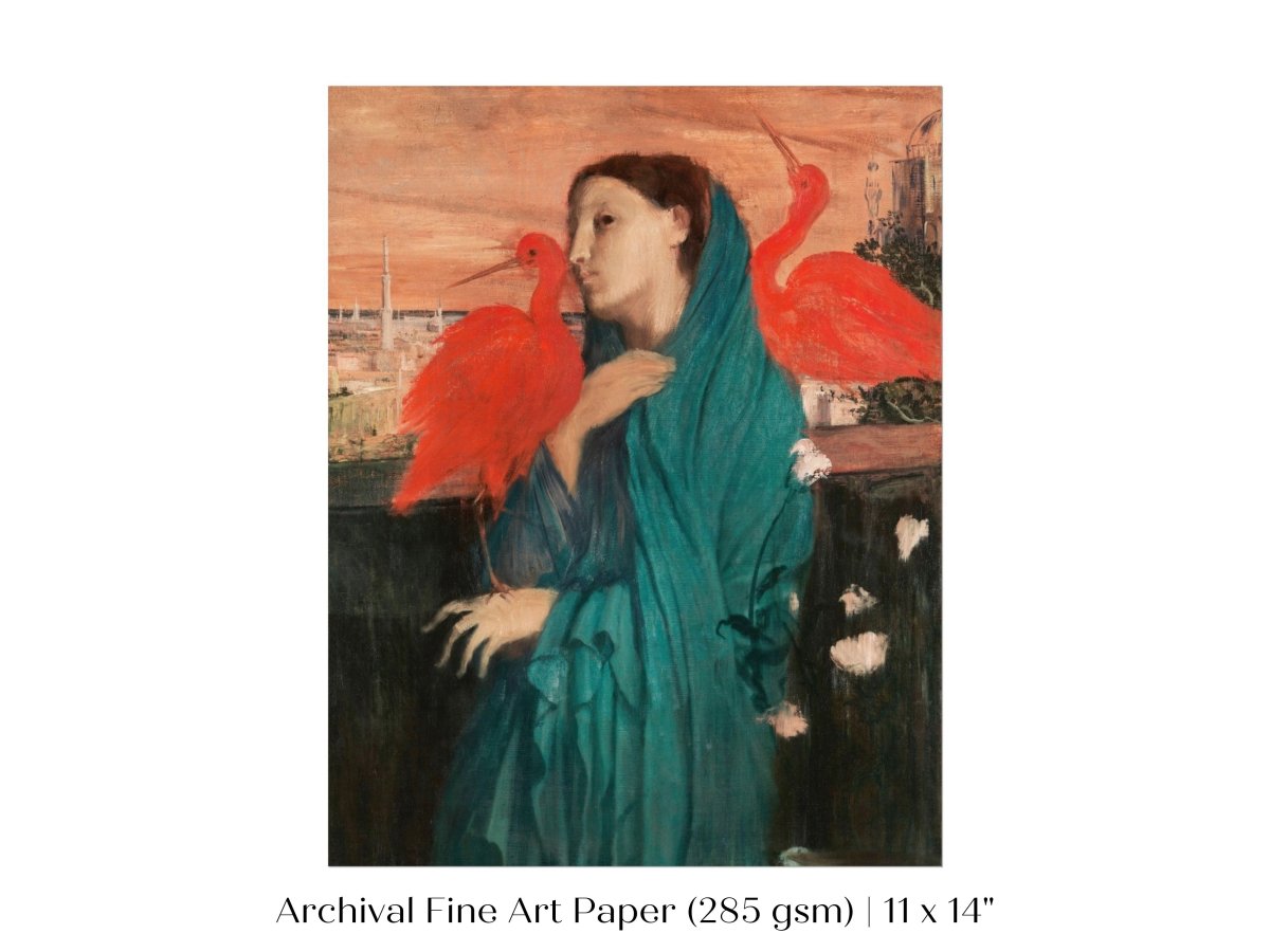 Young Woman with Ibis | P309 - Single Art Prints - Piccolo Fiore Prints