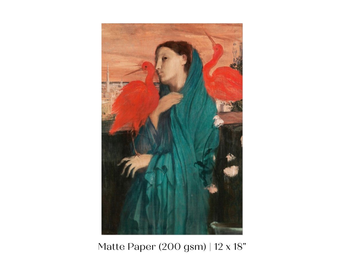 Young Woman with Ibis | P309 - Single Art Prints - Piccolo Fiore Prints
