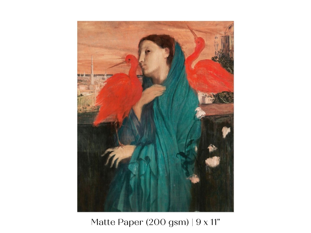 Young Woman with Ibis | P309 - Single Art Prints - Piccolo Fiore Prints