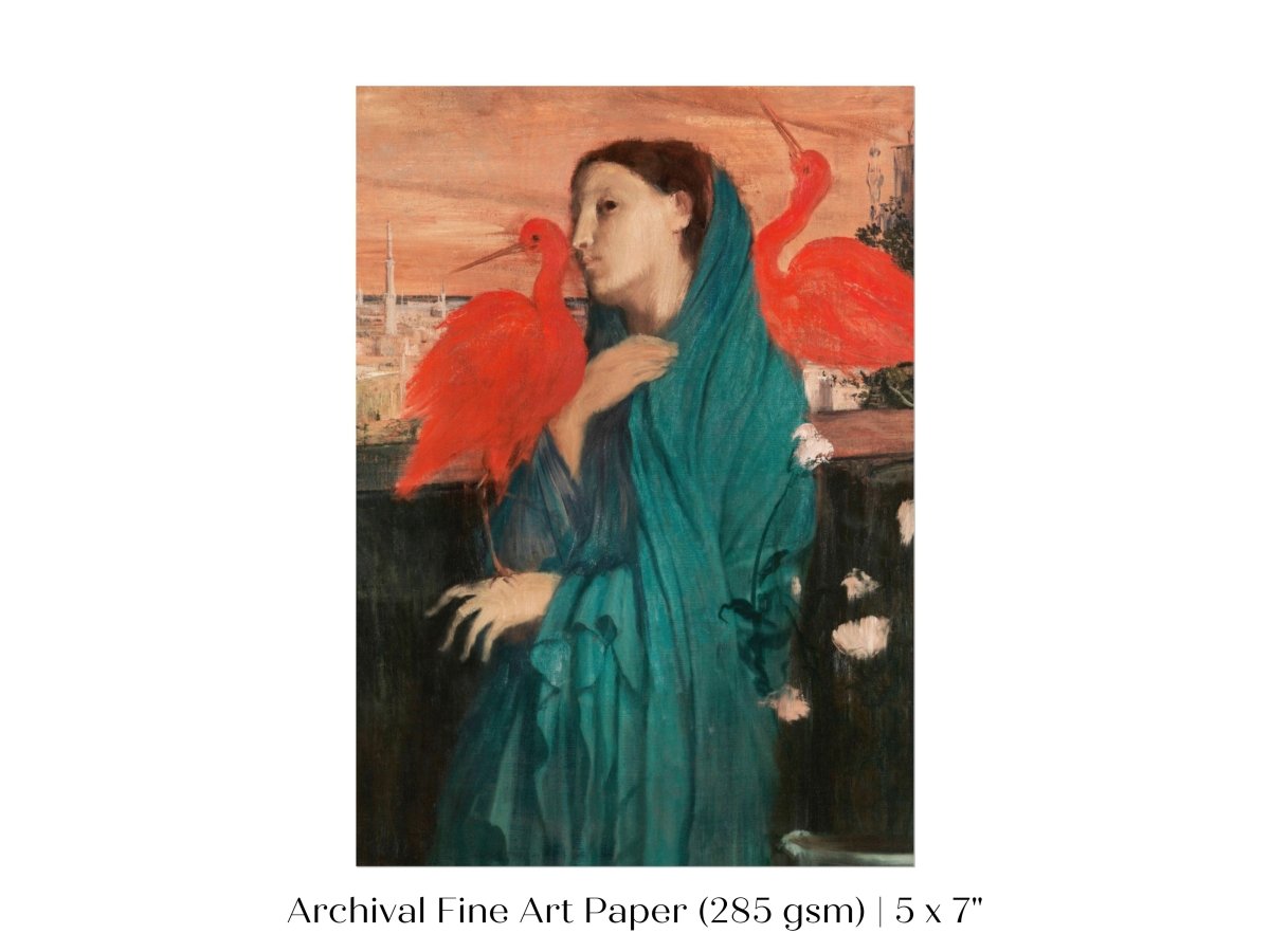 Young Woman with Ibis | P309 - Single Art Prints - Piccolo Fiore Prints