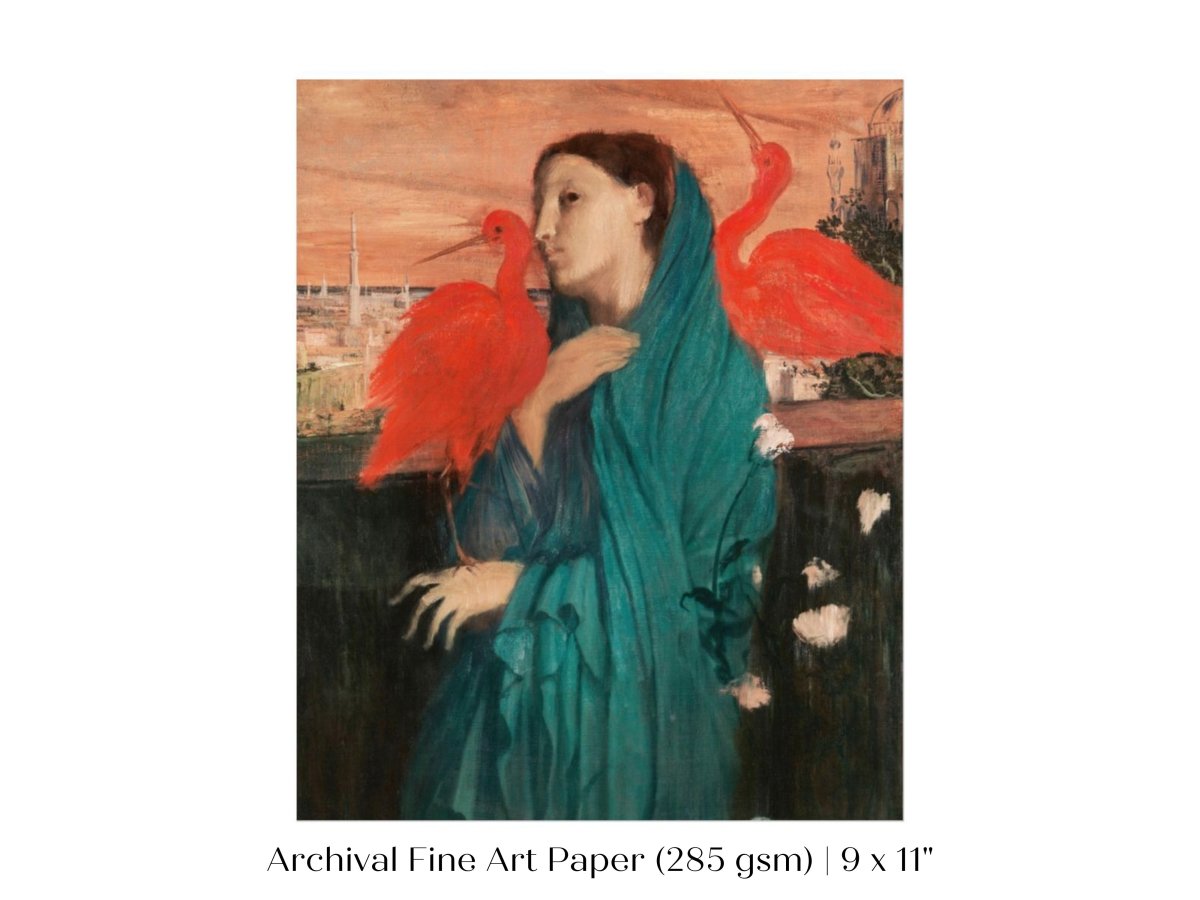 Young Woman with Ibis | P309 - Single Art Prints - Piccolo Fiore Prints