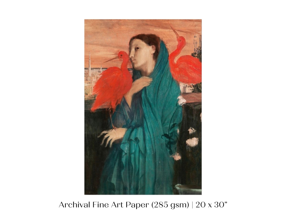 Young Woman with Ibis | P309 - Single Art Prints - Piccolo Fiore Prints