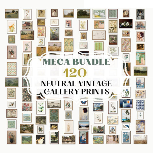 120 Digital Art Prints | Neutral Vintage MEGA BUNDLE | NB120 - Digital Art Bundle - Piccolo Fiore Prints