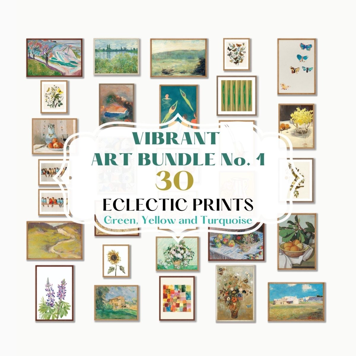 30 Digital Art Prints | GREEN Vibrant ECLECTIC BUNDLE | VB1