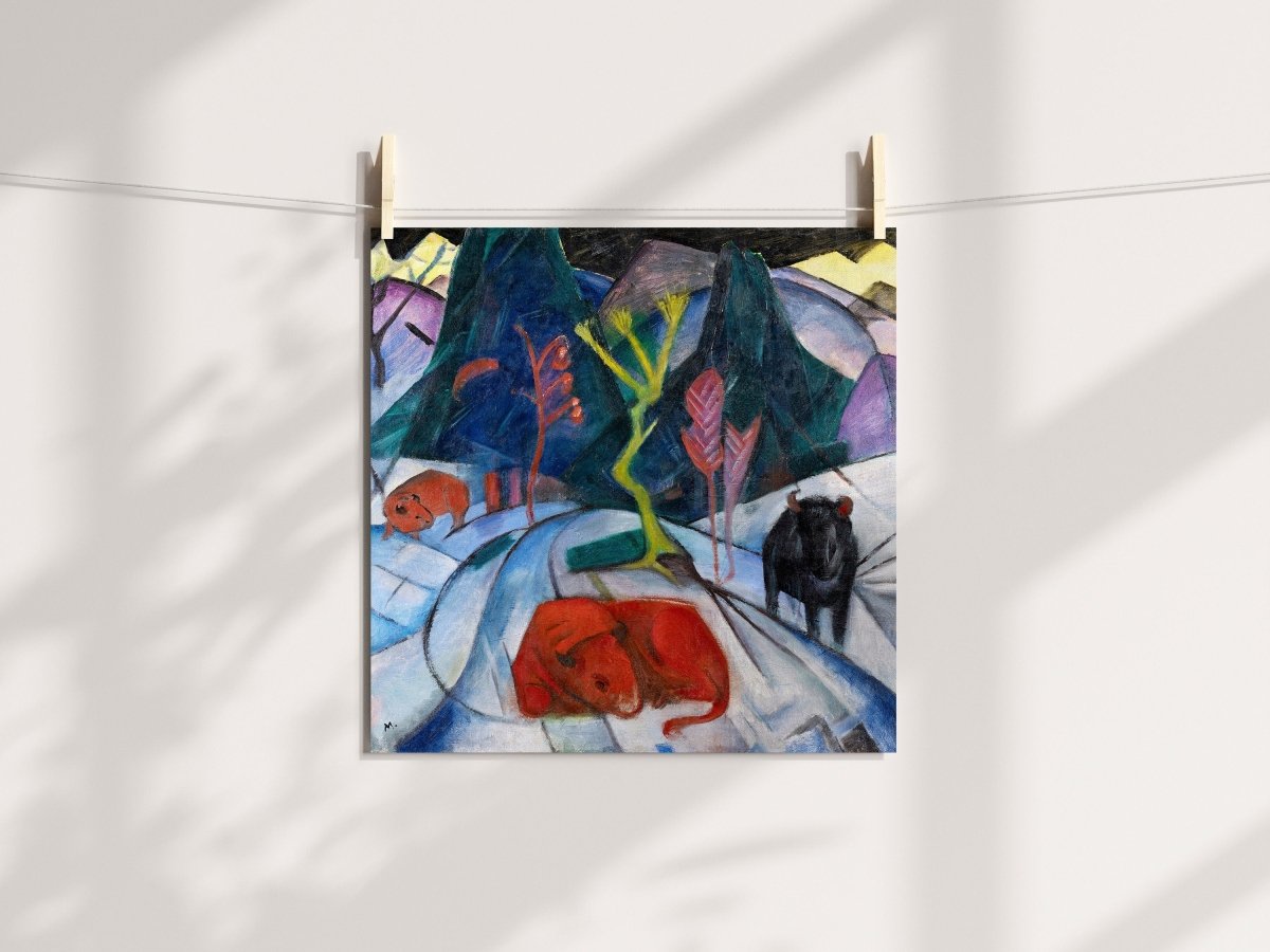 Bison in Winter Oil Painting | P489 - Single Square Art Prints - Piccolo Fiore Prints