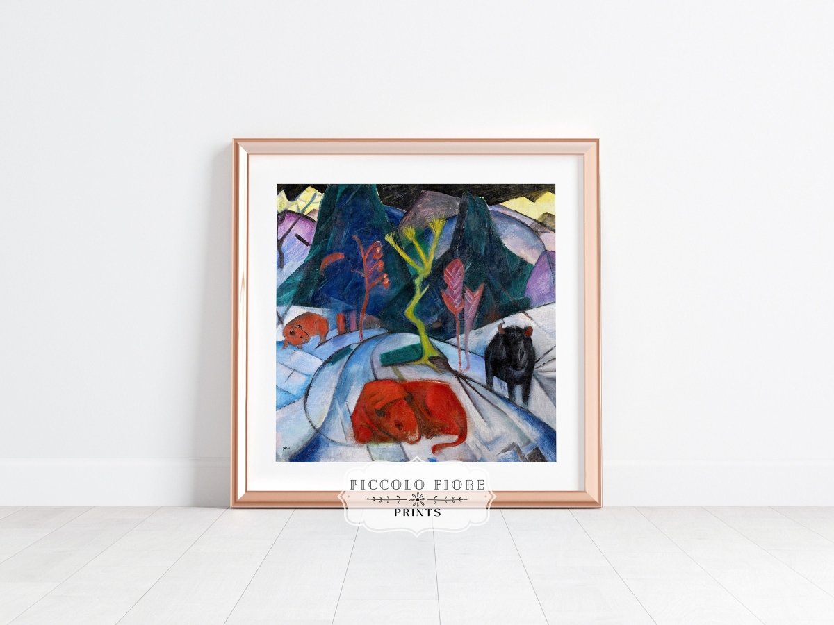 Bison in Winter Oil Painting | P489 - Single Square Art Prints - Piccolo Fiore Prints