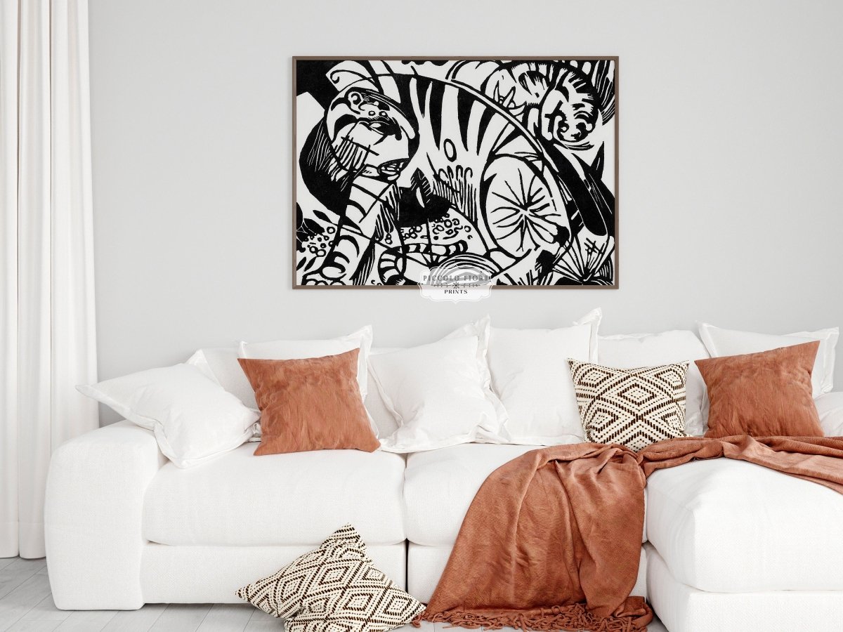 Black and White Abstract Tiger | P490 - Single Art Prints - Piccolo Fiore Prints
