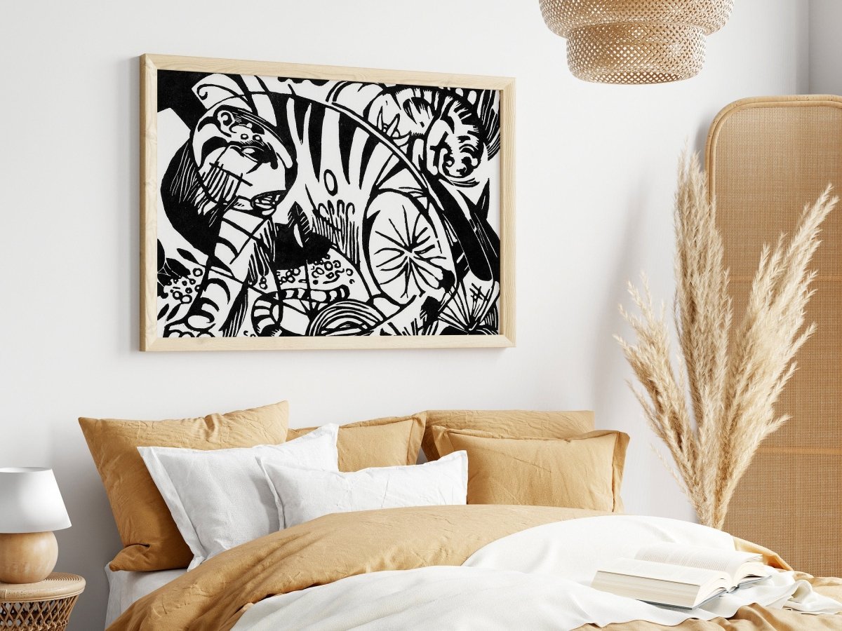 Black and White Abstract Tiger | P490 - Single Art Prints - Piccolo Fiore Prints