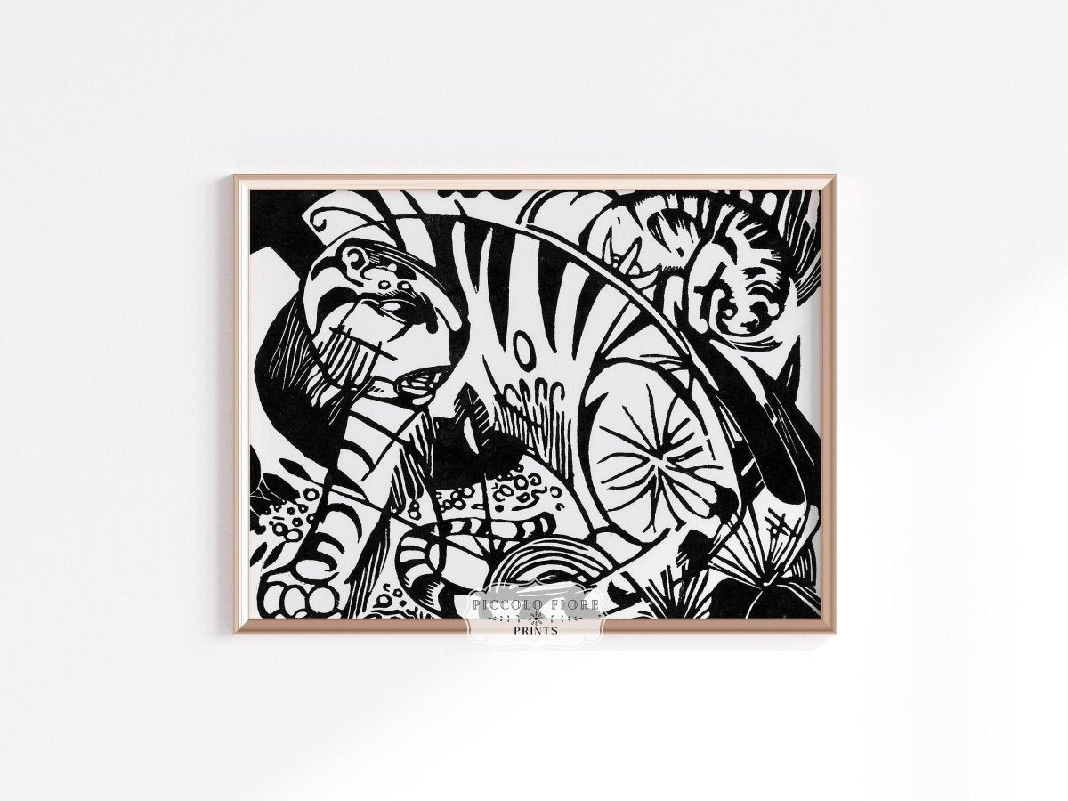 Black and White Abstract Tiger | P490 - Single Art Prints - Piccolo Fiore Prints