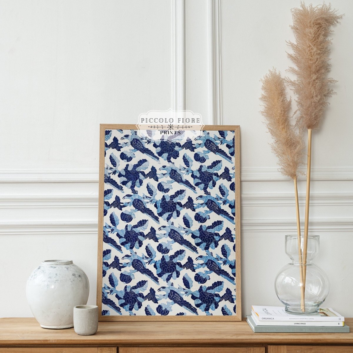 Blue Bird and Flower Quilt Print | P157 - Single Art Prints - Piccolo Fiore Prints