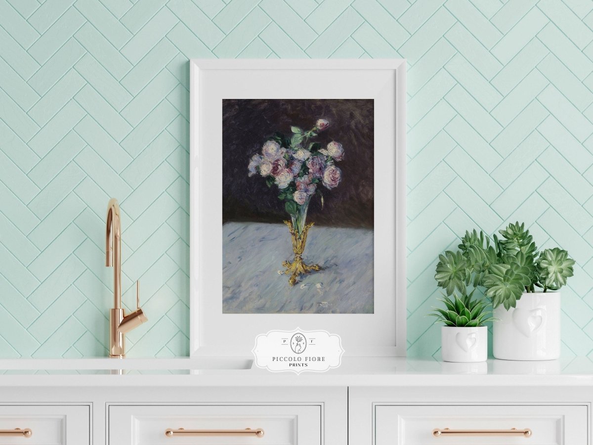 Bouquet of Roses in Crystal Vase | P559 - Single Art Prints - Piccolo Fiore Prints