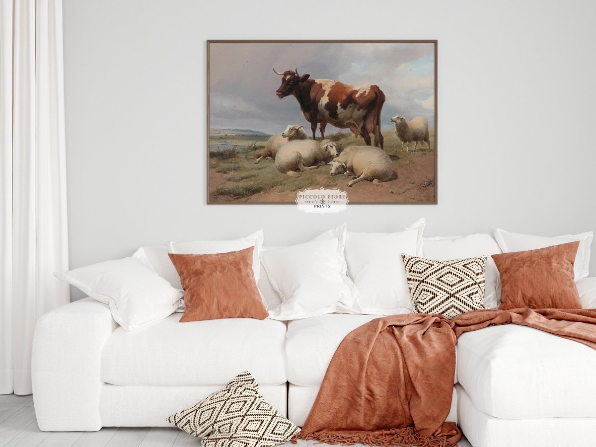 Cattle and Sheep in a Meadow | P540 - Single Art Prints - Piccolo Fiore Prints