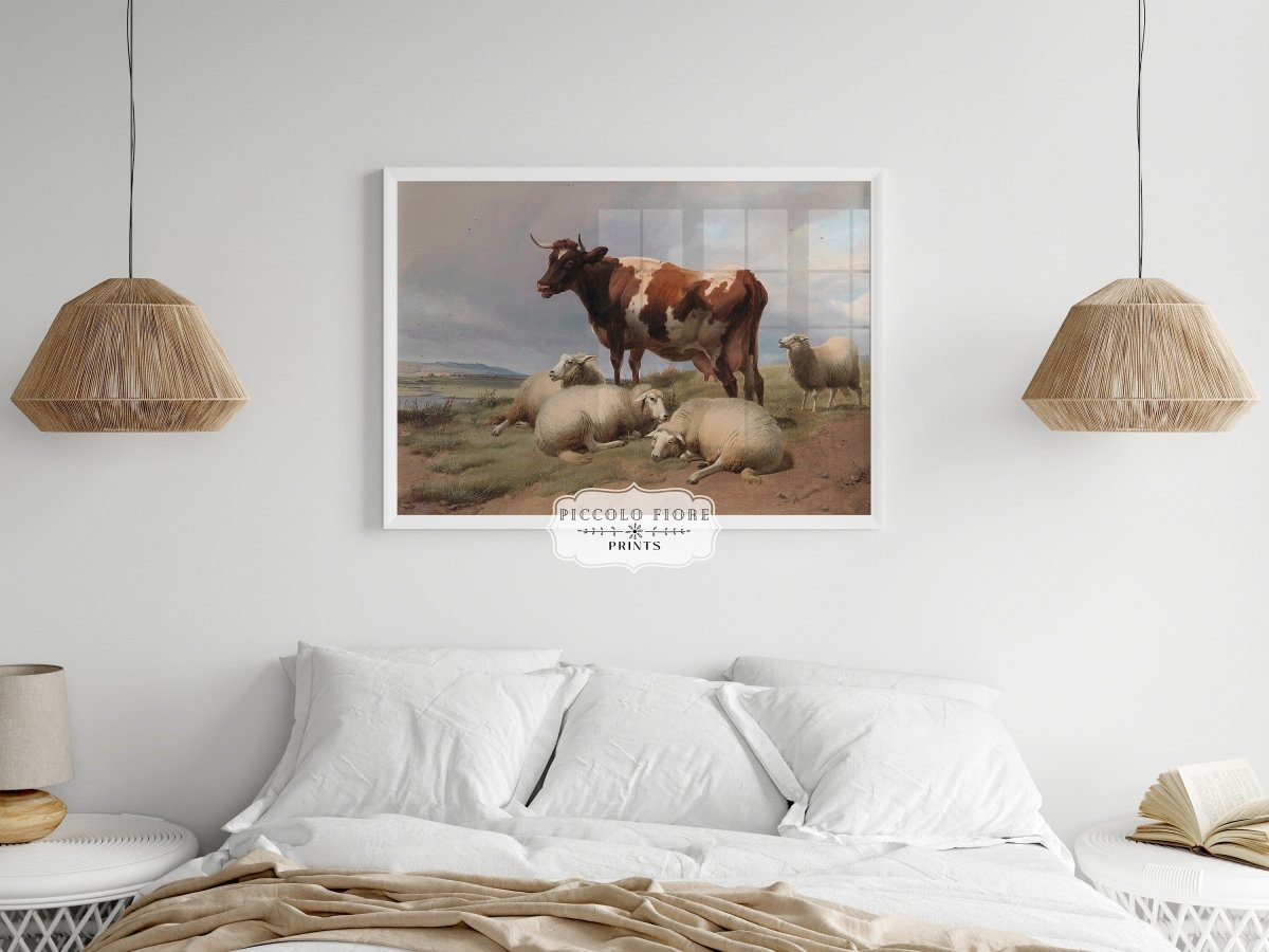 Cattle and Sheep in a Meadow | P540 - Single Art Prints - Piccolo Fiore Prints