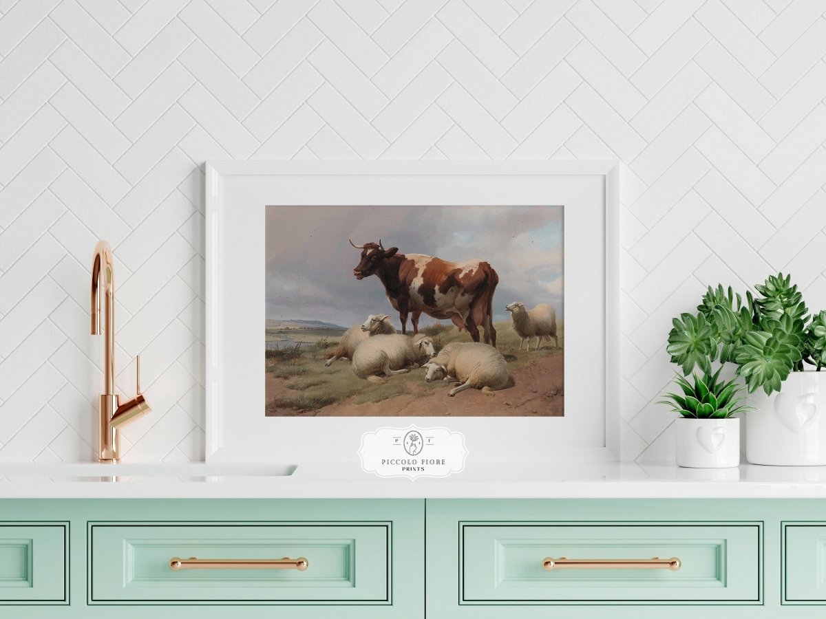 Cattle and Sheep in a Meadow | P540 - Single Art Prints - Piccolo Fiore Prints