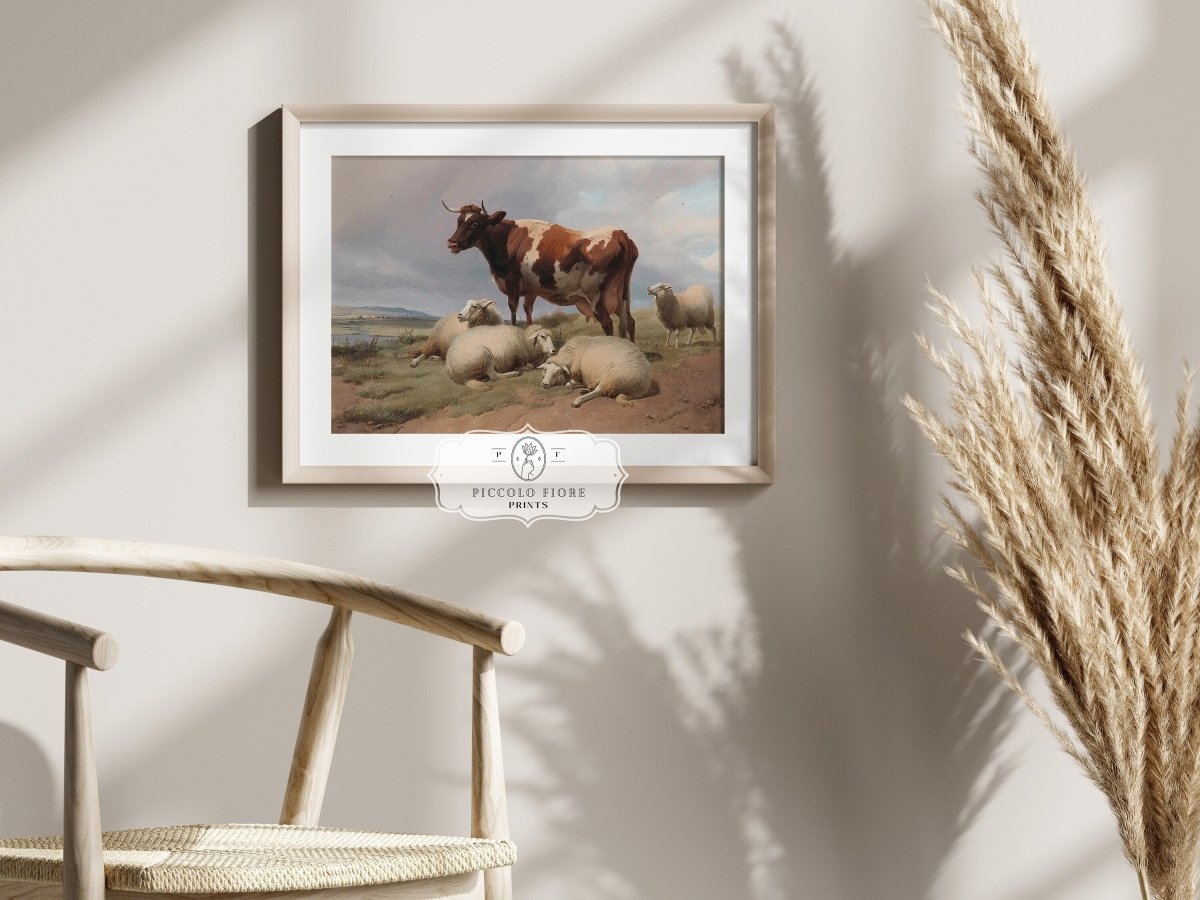 Cattle and Sheep in a Meadow | P540 - Single Art Prints - Piccolo Fiore Prints