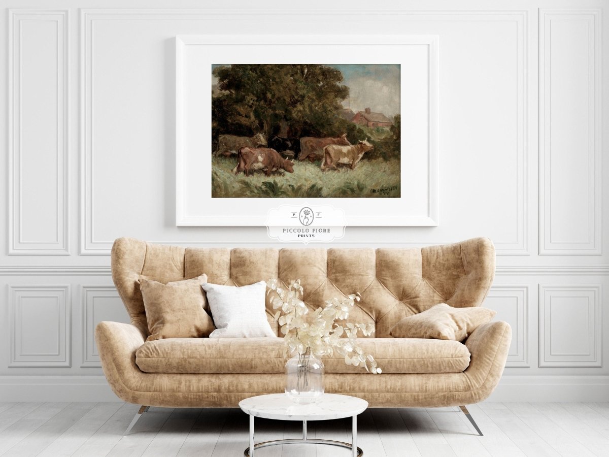 Cows Grazing | P369 - Single Art Prints - Piccolo Fiore Prints