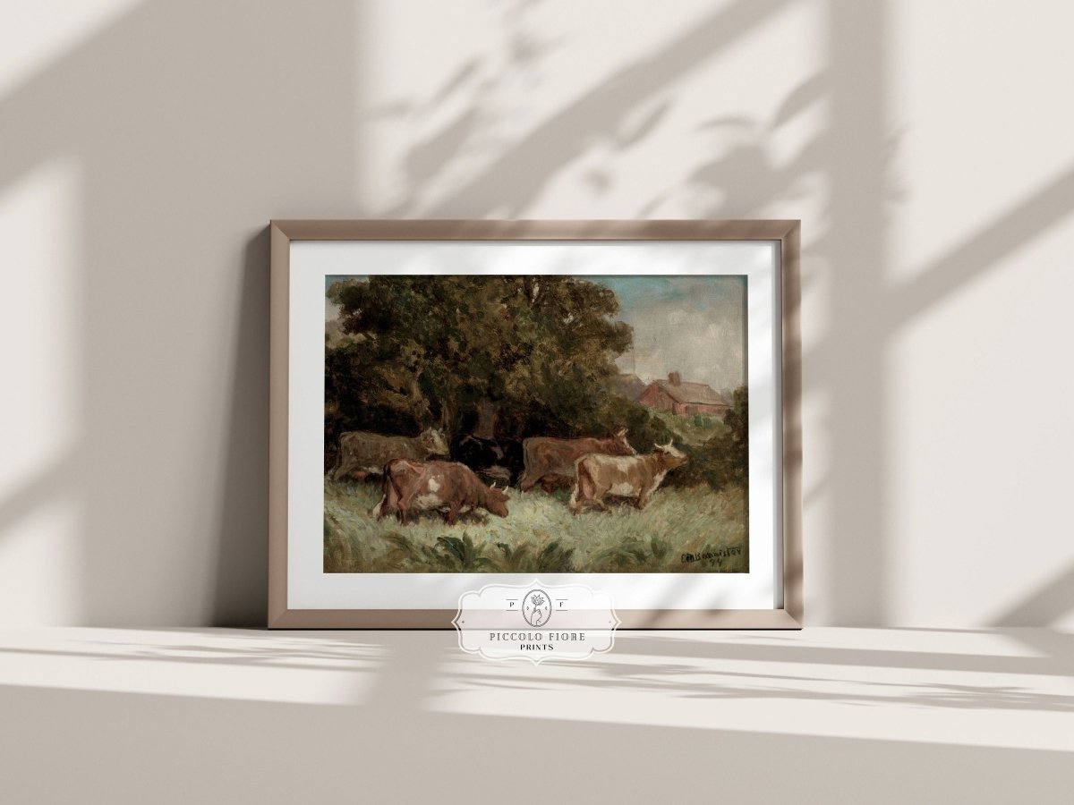 Cows Grazing | P369 - Single Art Prints - Piccolo Fiore Prints