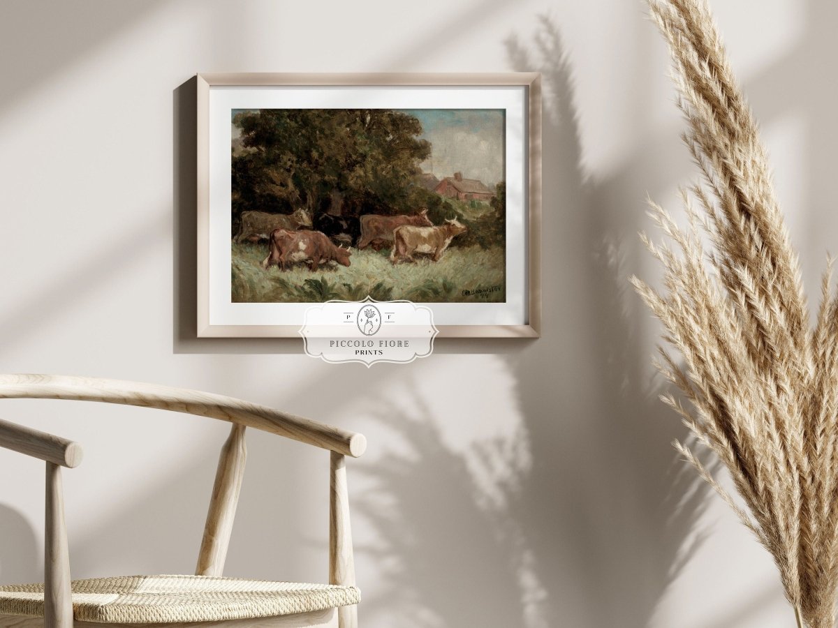 Cows Grazing | P369 - Single Art Prints - Piccolo Fiore Prints