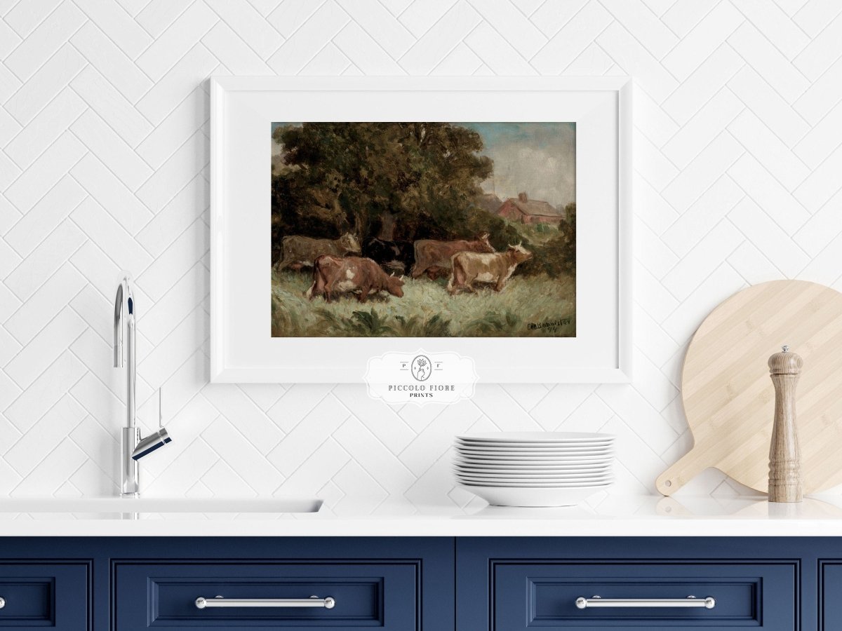 Cows Grazing | P369 - Single Art Prints - Piccolo Fiore Prints