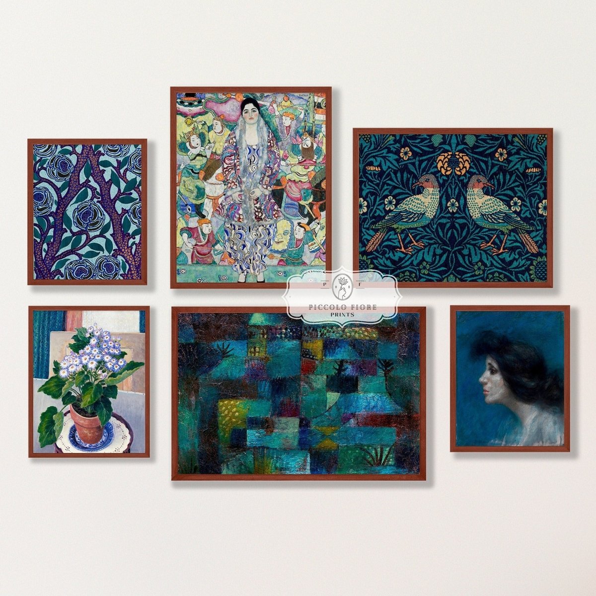 Dark Navy Blue & Green | Gallery Wall Set | 6 Prints | S9 - 8.4 - Gallery Wall Set - Piccolo Fiore Prints