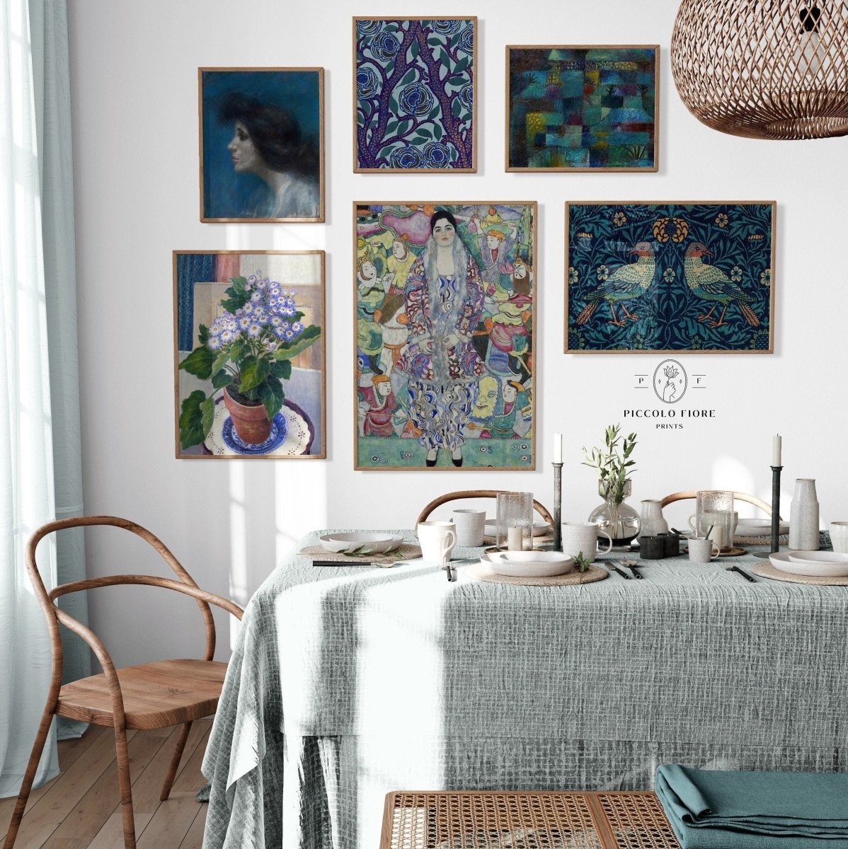 Dark Navy Blue & Green | Gallery Wall Set | 6 Prints | S9 - 8.4 - Gallery Wall Set - Piccolo Fiore Prints