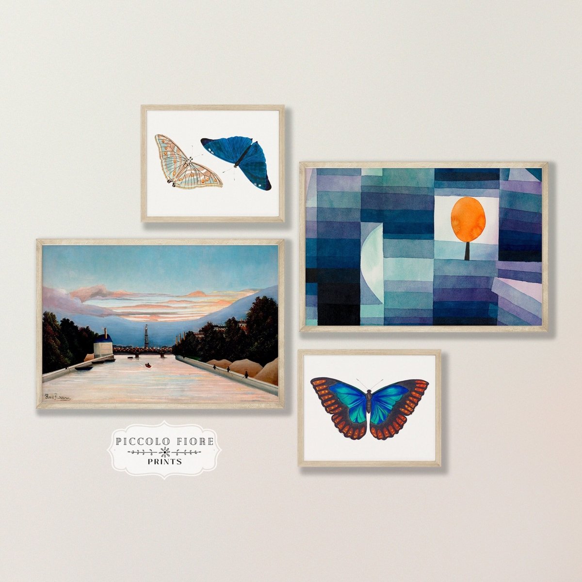 Eclectic Blue Butterflies | Gallery Wall Set | 4 Prints | S10 - 1.5 - Gallery Wall Set - Piccolo Fiore Prints