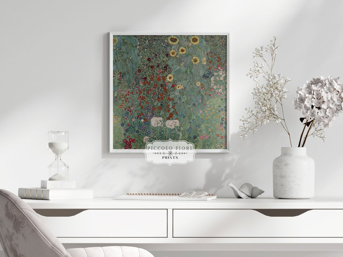 Farm Garden with Sunflowers | P383 - Single Square Art Prints - Piccolo Fiore Prints