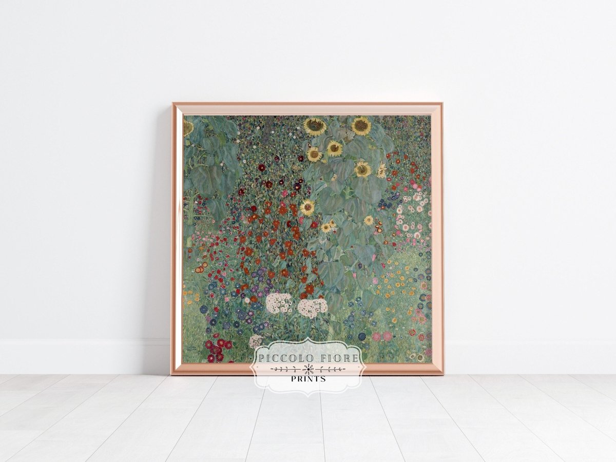 Farm Garden with Sunflowers | P383 - Single Square Art Prints - Piccolo Fiore Prints