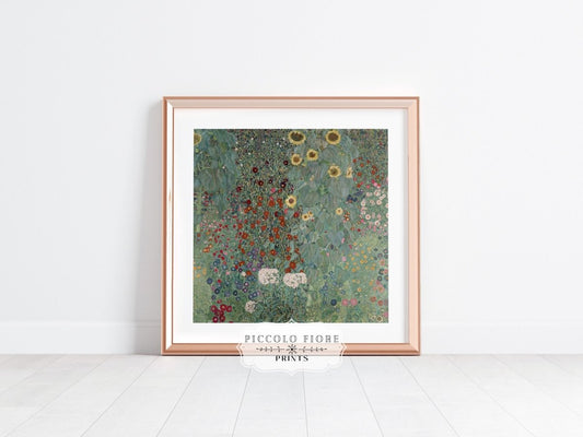 Farm Garden with Sunflowers | P383 - Single Square Art Prints - Piccolo Fiore Prints