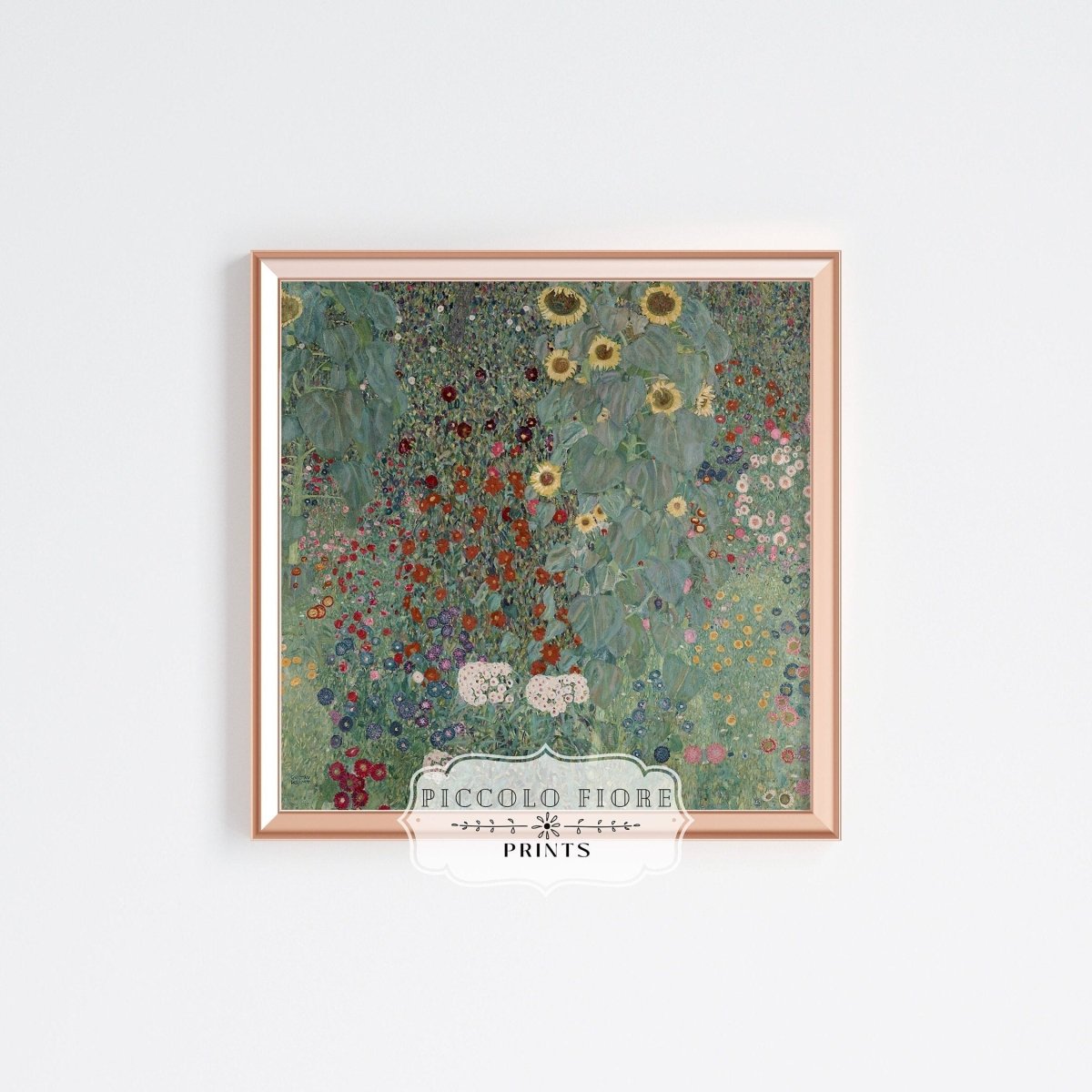 Farm Garden with Sunflowers | P383 - Single Square Art Prints - Piccolo Fiore Prints